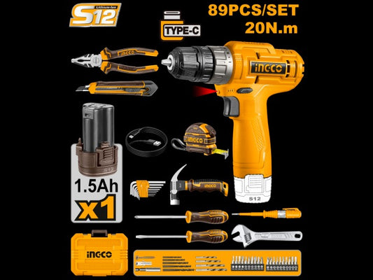 Kit De Atornillador 12v S12 Con 89 Piezas INGCO Herramientas