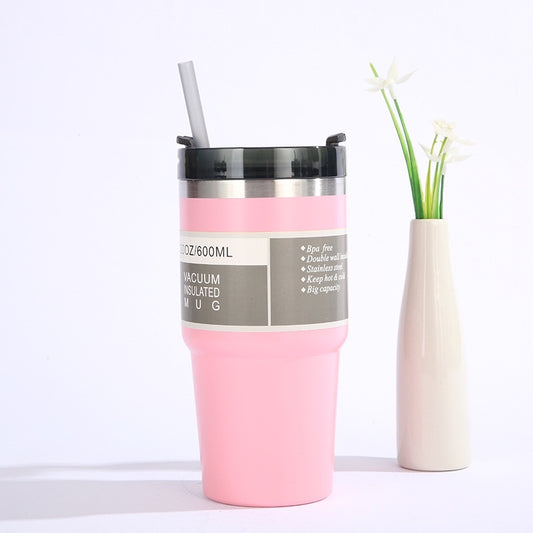 VASO CON PITILLO ROSADO 600 ML
