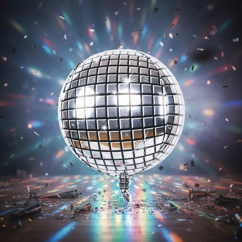 Globo Metalizado Discoteca 4d Plateado Para Fiestas 26 Inches
