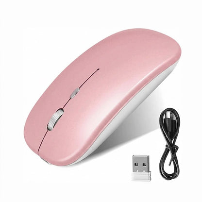 Mouse Inalambrico Bateria Recargable Luz Led - Rosado