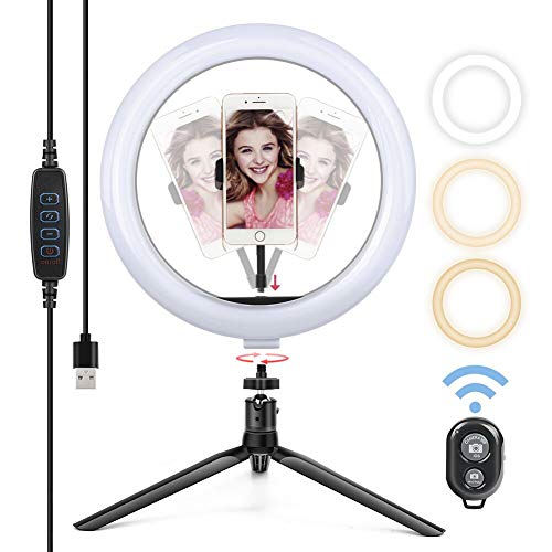 Aro de Luz Selfie 10 Pulgadas Tripode de Mesa Con Control Bluetooth Maquillaje TikTok