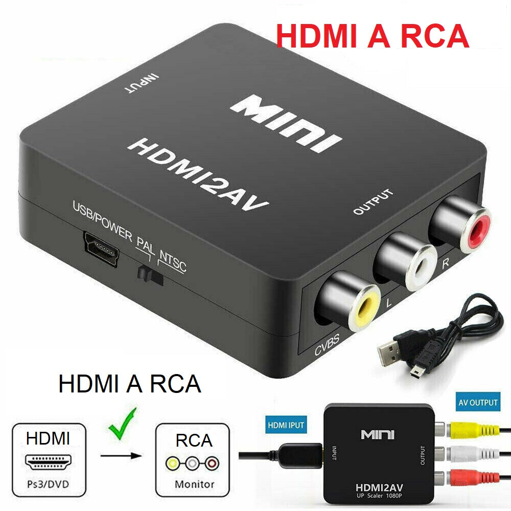 CONVERTIDOR RCA A HDMI VIDEO IMAGEN HD 1080p AUDIO TV – Soriega