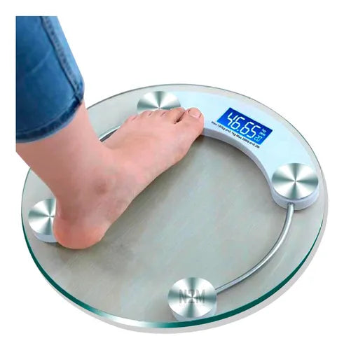 Báscula digital de peso corporal con pedal de vidrio templado para baño
