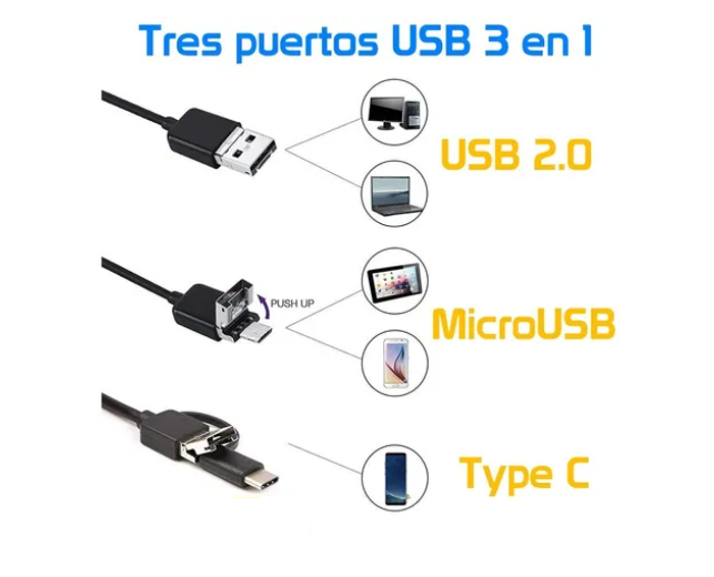 CAMARA DE ENDOSCOPIA 2MTS WATERPROOF USB/MICRO USB TELEFONOS Y PC