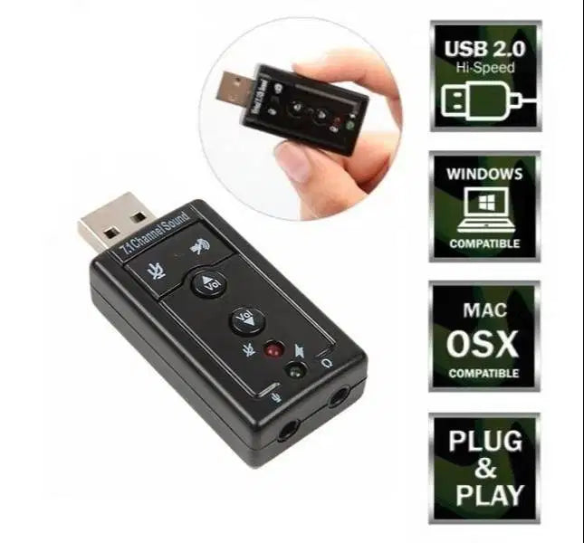 Adaptador Tarjeta de Sonido USB 2.0 Audio Sound 7.1 Adapter Mini Jack  Blanca